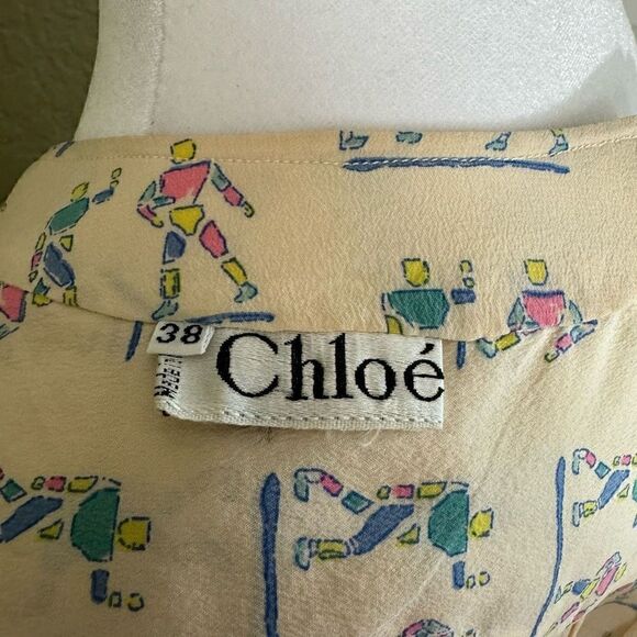 Chloe Size EU 38 The Human Life Sleeveless Tan Blouse Top Shirt Mock Neck Rare - Picture 6 of 6